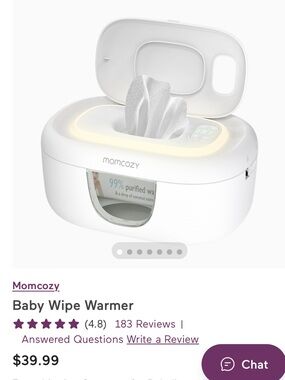 NEVER USED! Momcozy White Baby Wipe Warmer - Gentle Heated Wipes